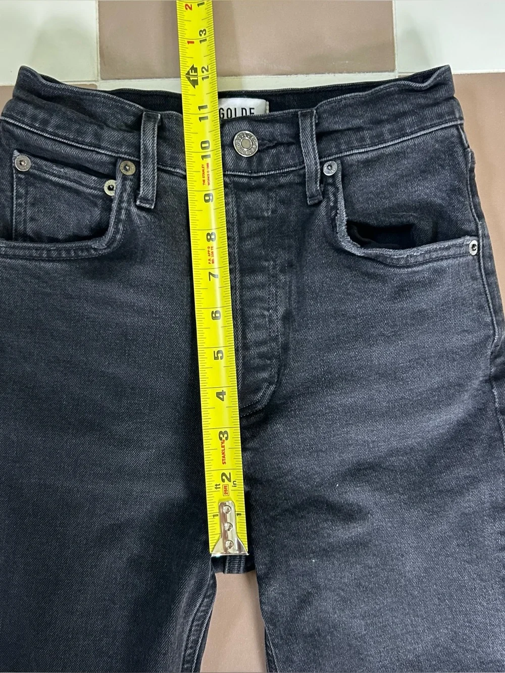 AGOLDE Riley High Rise Straight Crop Jeans 24 Panoramic Black